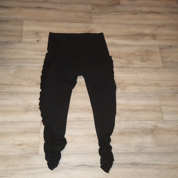 Athleta Pants - Black Mesh Ruffle Leggings